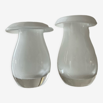 Duo de vases champignon en verre soufflé