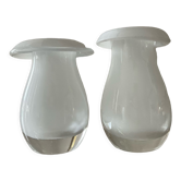Duo of mushroom vases in blown glass