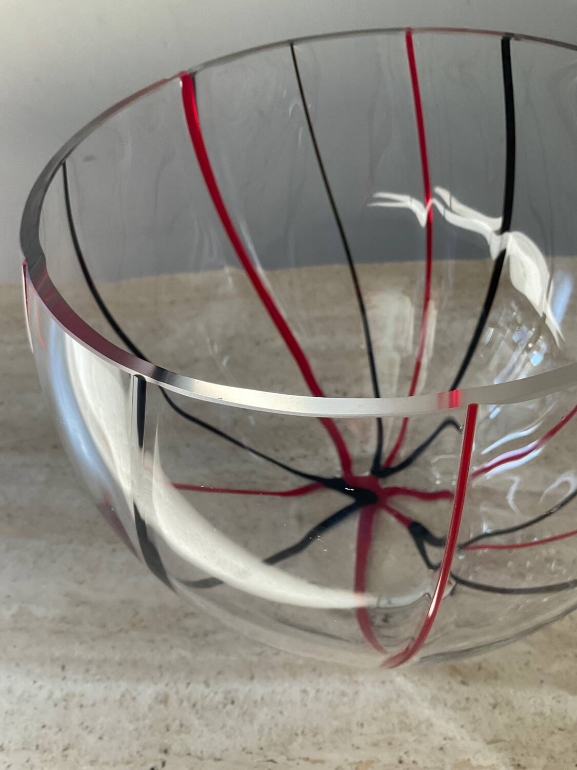 Vintage ball vase in blown glass and glass paste