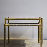 Pair of brassed coffee tables bamboo vintage 1970'
