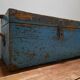 Antique wooden trunk with blue patina
