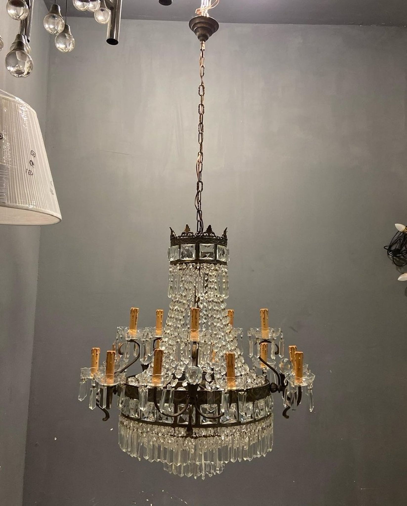 Lustre italien en cristal, années 1940