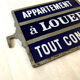 Vintage double-sided enamel plate 50's "Apartment for Rent - All Comfort"