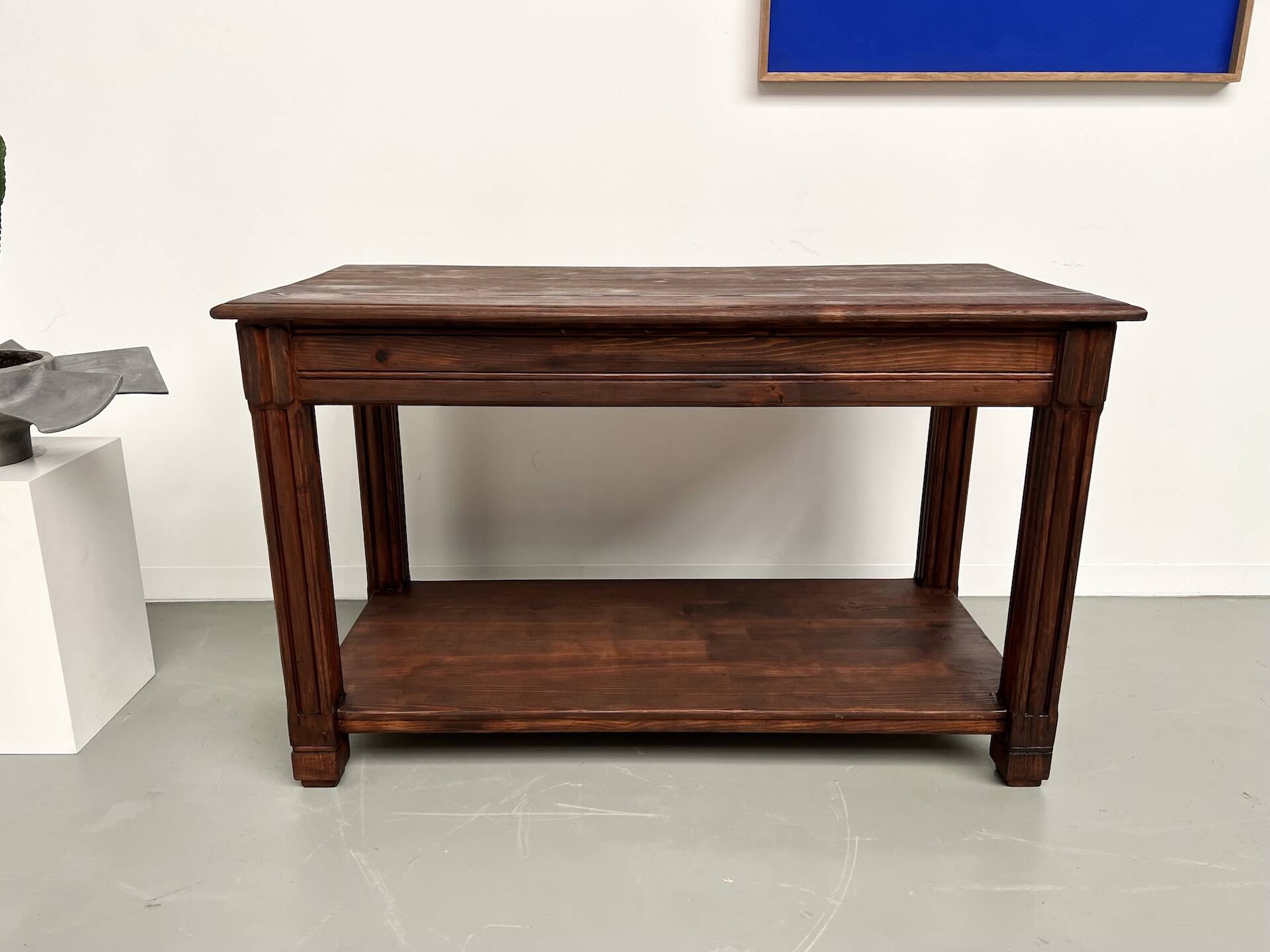 Small pine drapery table from the 1950s