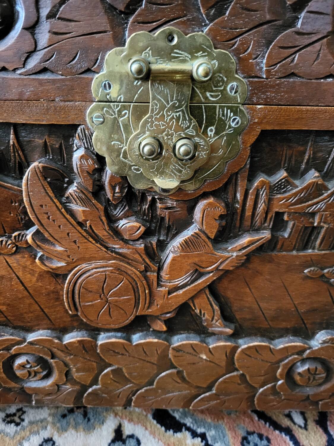 Carved wooden chest