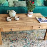 Vintage solid oak farmhouse coffee table 113x64