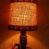 Vintage turned wooden candle holder lamp
