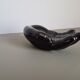 Vintage 1970s black ceramic hand-shaped trinket dish, retro decorative sculpture, centerpiece, home decor, soap dish