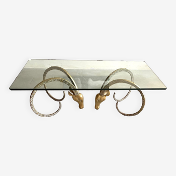 Alain Chervet brass ibex coffee table glass top