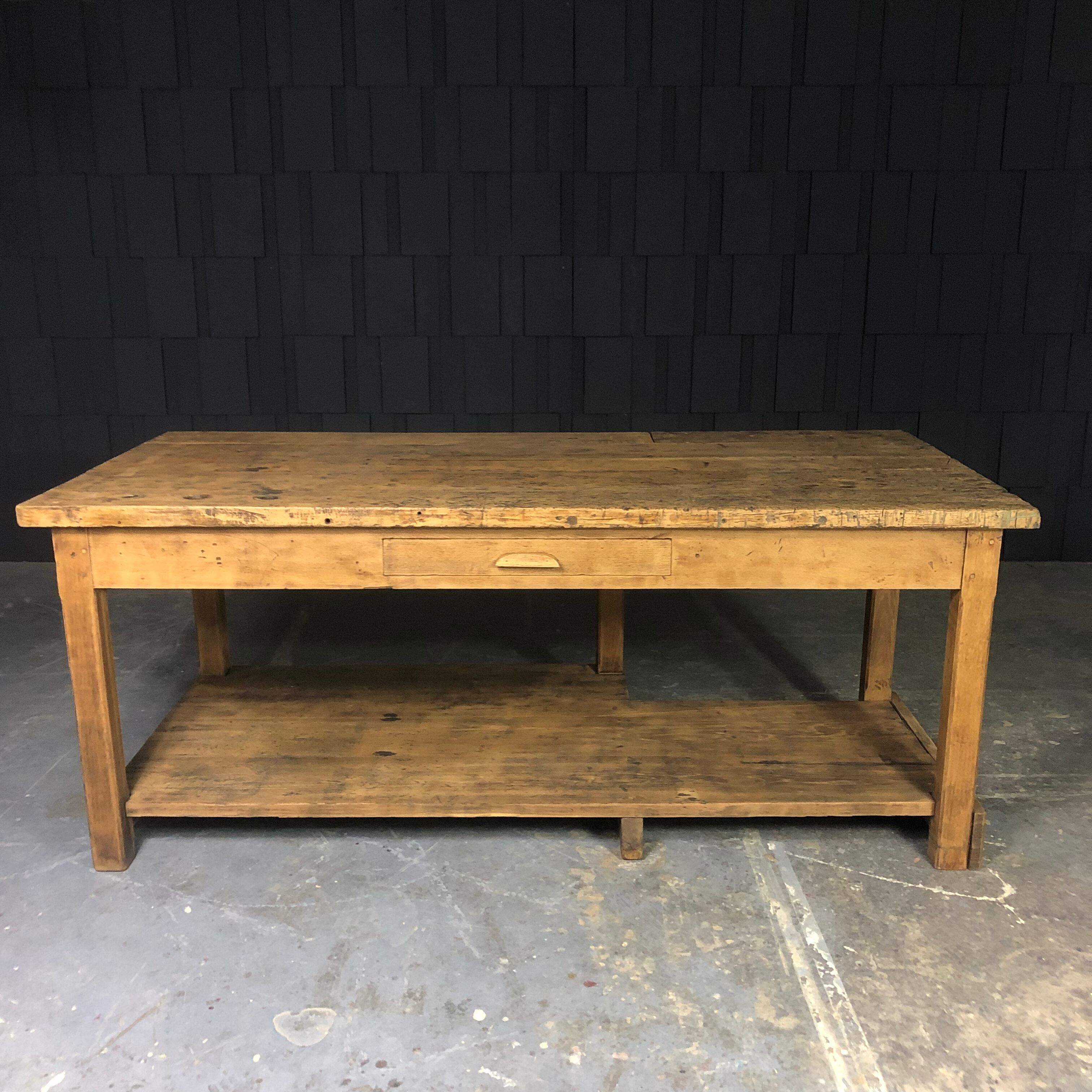 Old oak workshop table