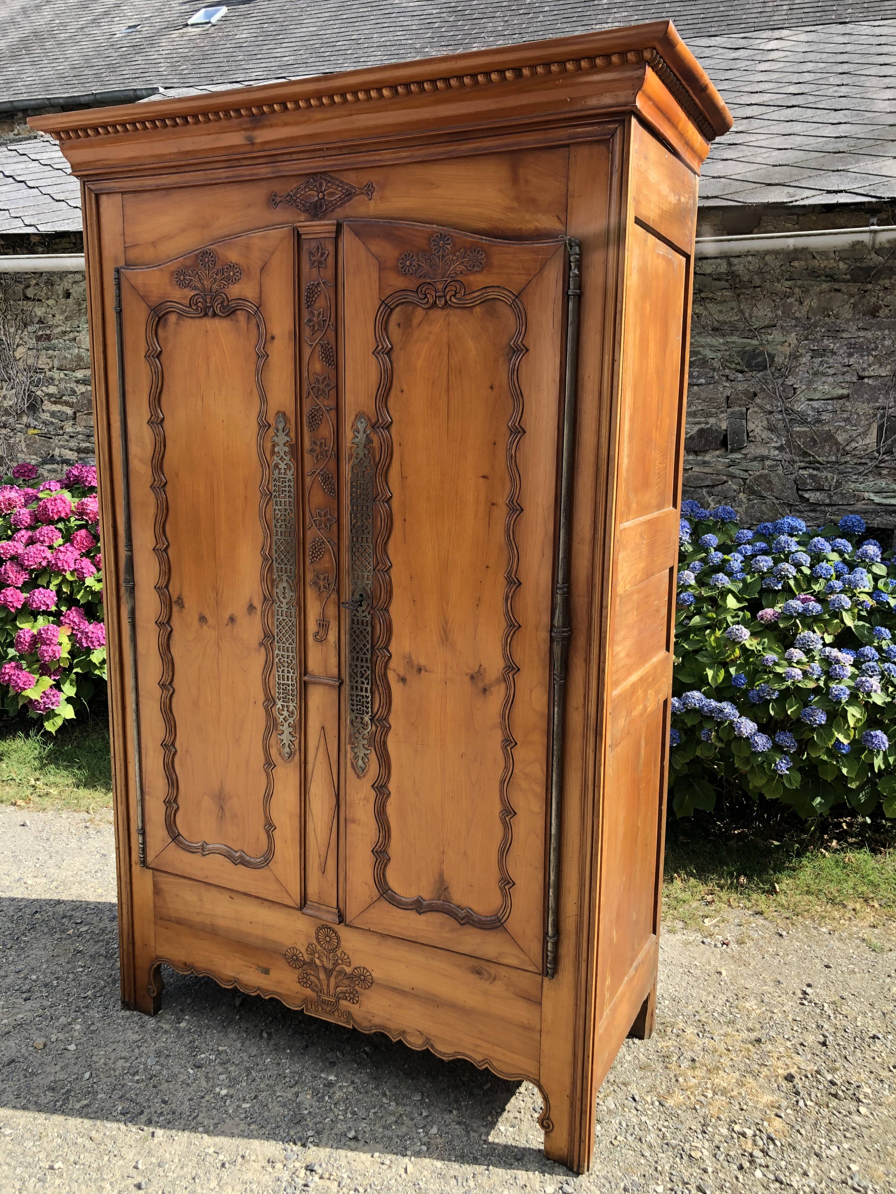 Louis XV style cherry wood cabinet late 19th century