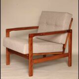 Vintage Armchair Beige Upholstery Scandinavian Design