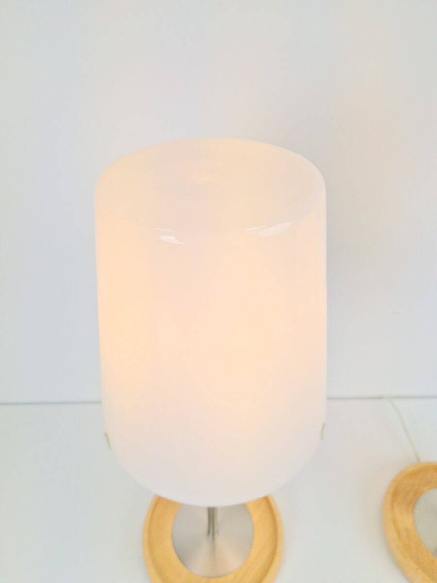 Vintage Basisk Table Lamp in Birch and Glass by Wiebke Braash for Ikea, 2000s, Set of 2