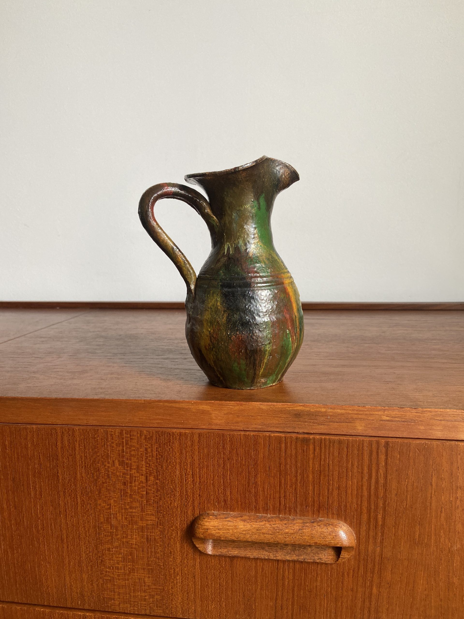 Glazed ceramic pitcher signed Fernand Baudat, 1960s