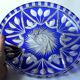 Bohemian crystal glass bowl - cobalt blue  hand cut to clear engraved glass