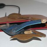 Old fishing counter balance toy in a boat