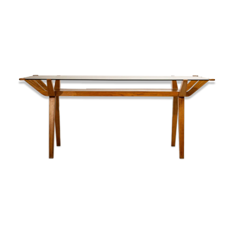 Mid-Century Italian dining table with wood inlay, 1950