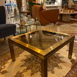 Gold square coffee table and smoked glass