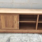 Large four-door row of industrial furniture in raw wood design