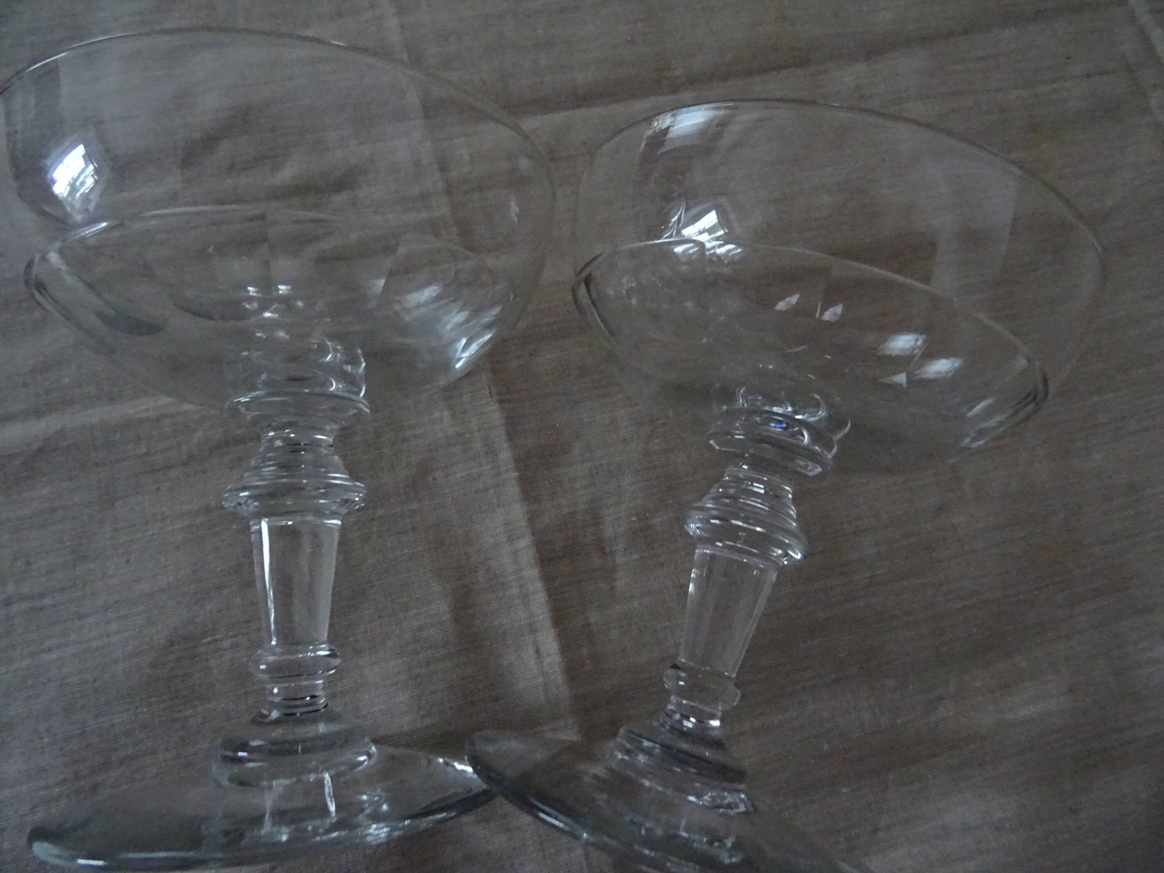 Pair of old champagne glasses crystal faceted louis Philippe