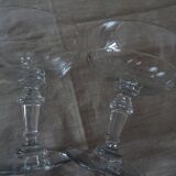 Pair of old champagne glasses crystal faceted louis Philippe