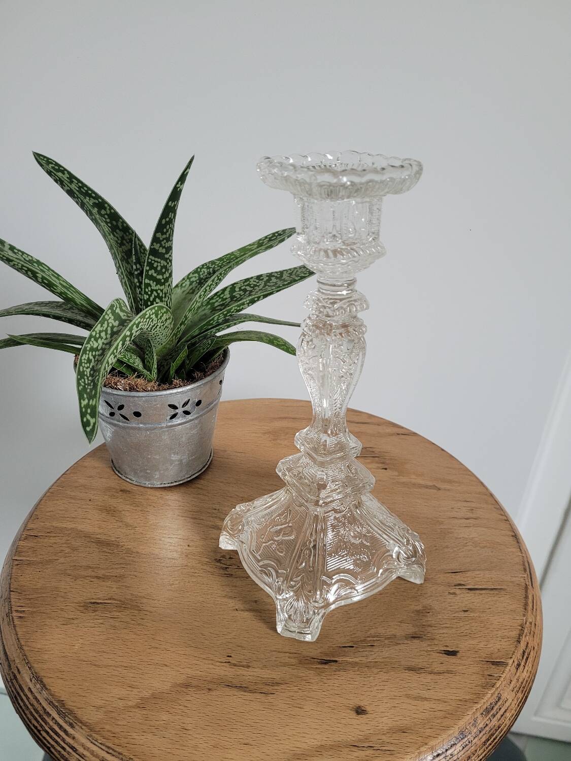 Large bucolic glass candlestick