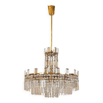 Lustre en cristal du milieu du siècle "Modell F 518" par Bakalowits & Söhne
