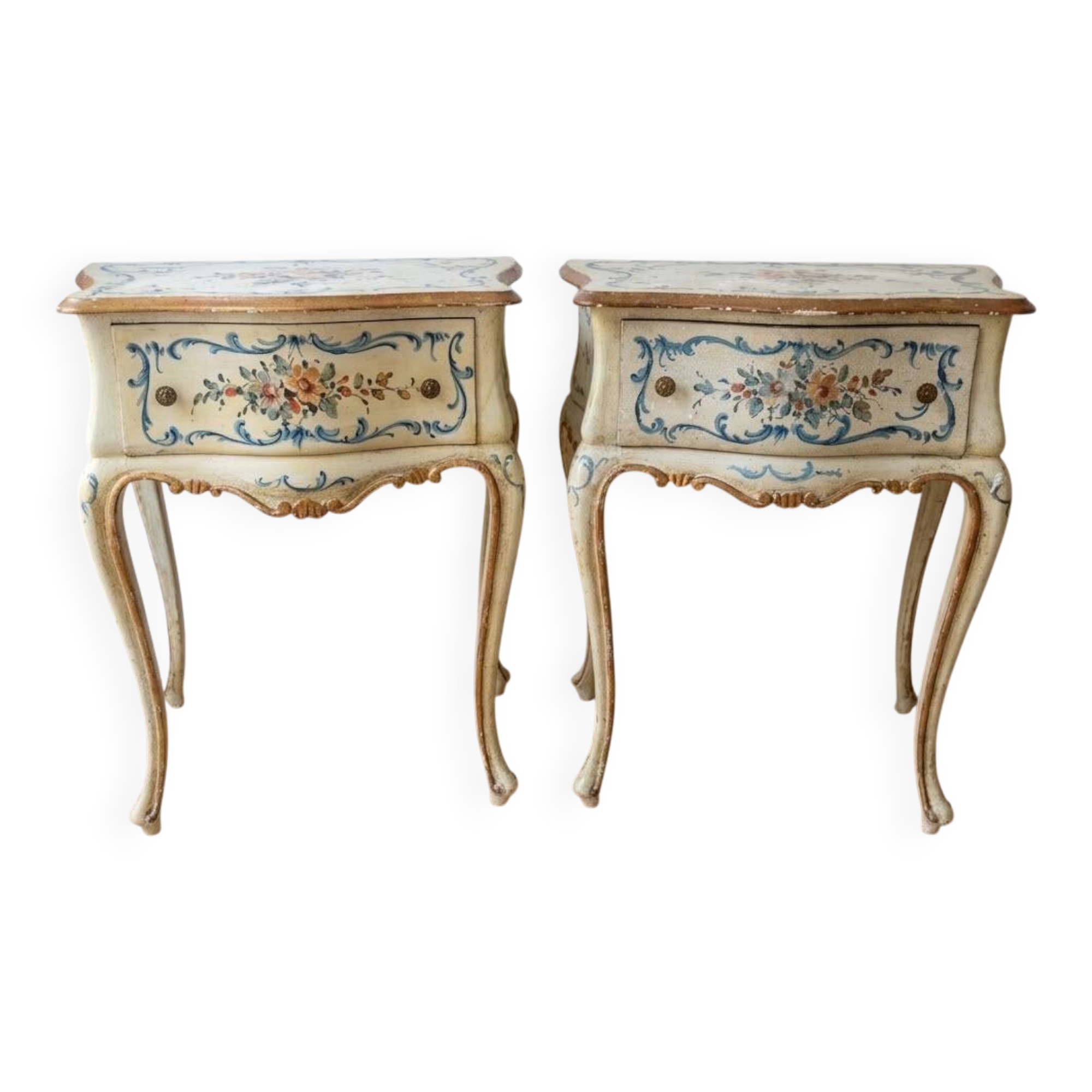 Pair of Italian retro-style wooden bedside tables.