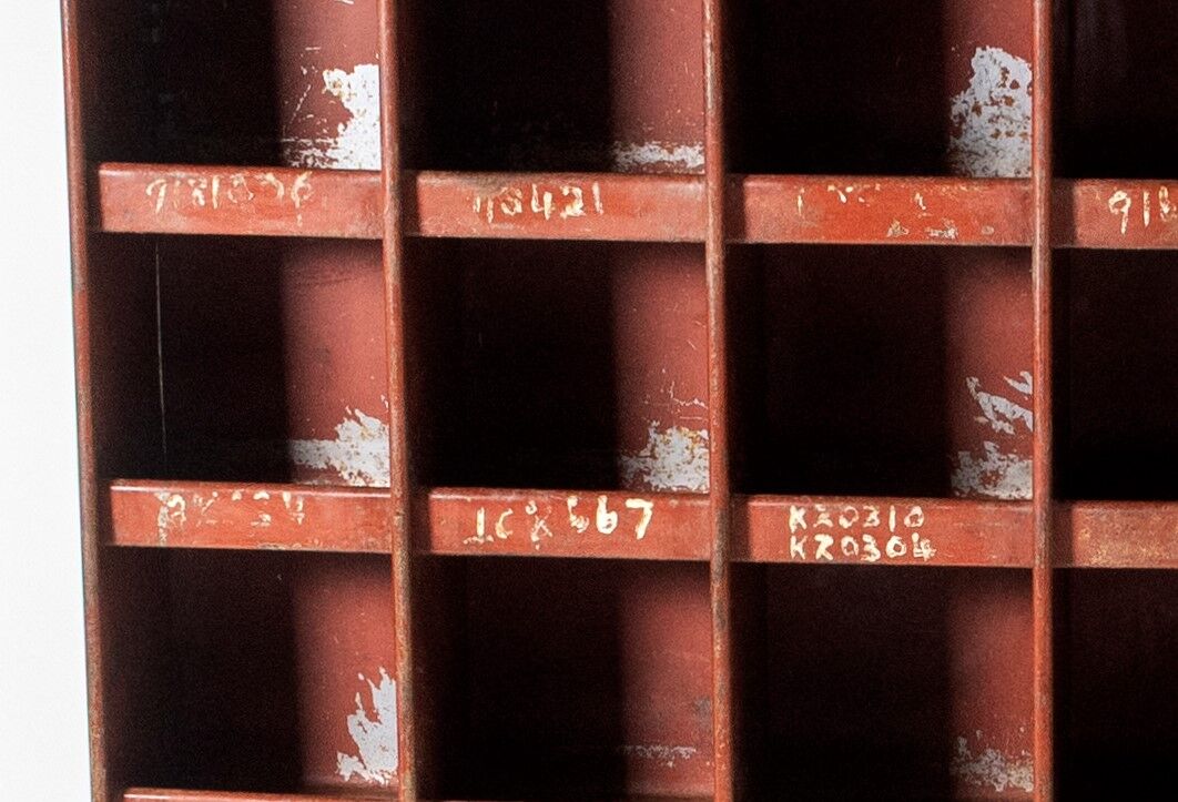 1920s industrial pigeon hole storage