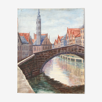 Oil on canvas seen from Bruges