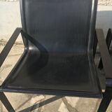 Pair of leather and metal chairs 70s