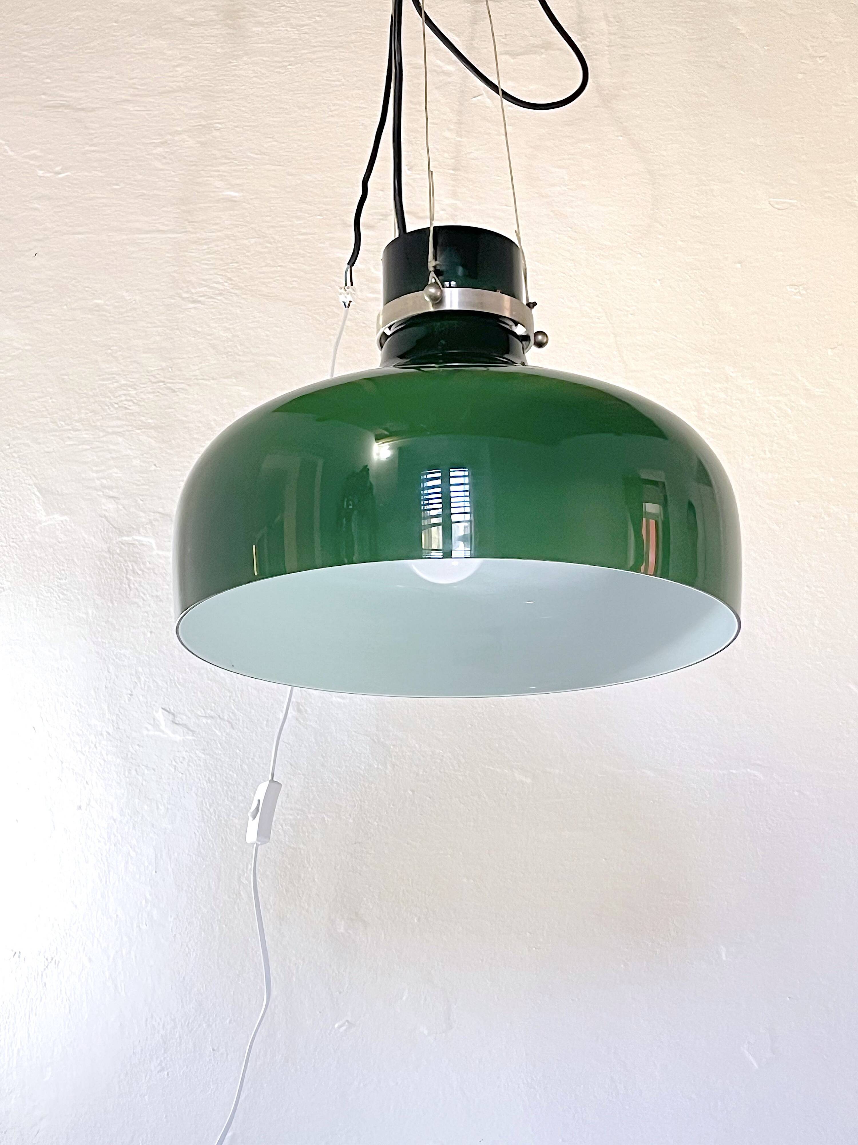 Green and white Murano pendant light, Italy 1970s
