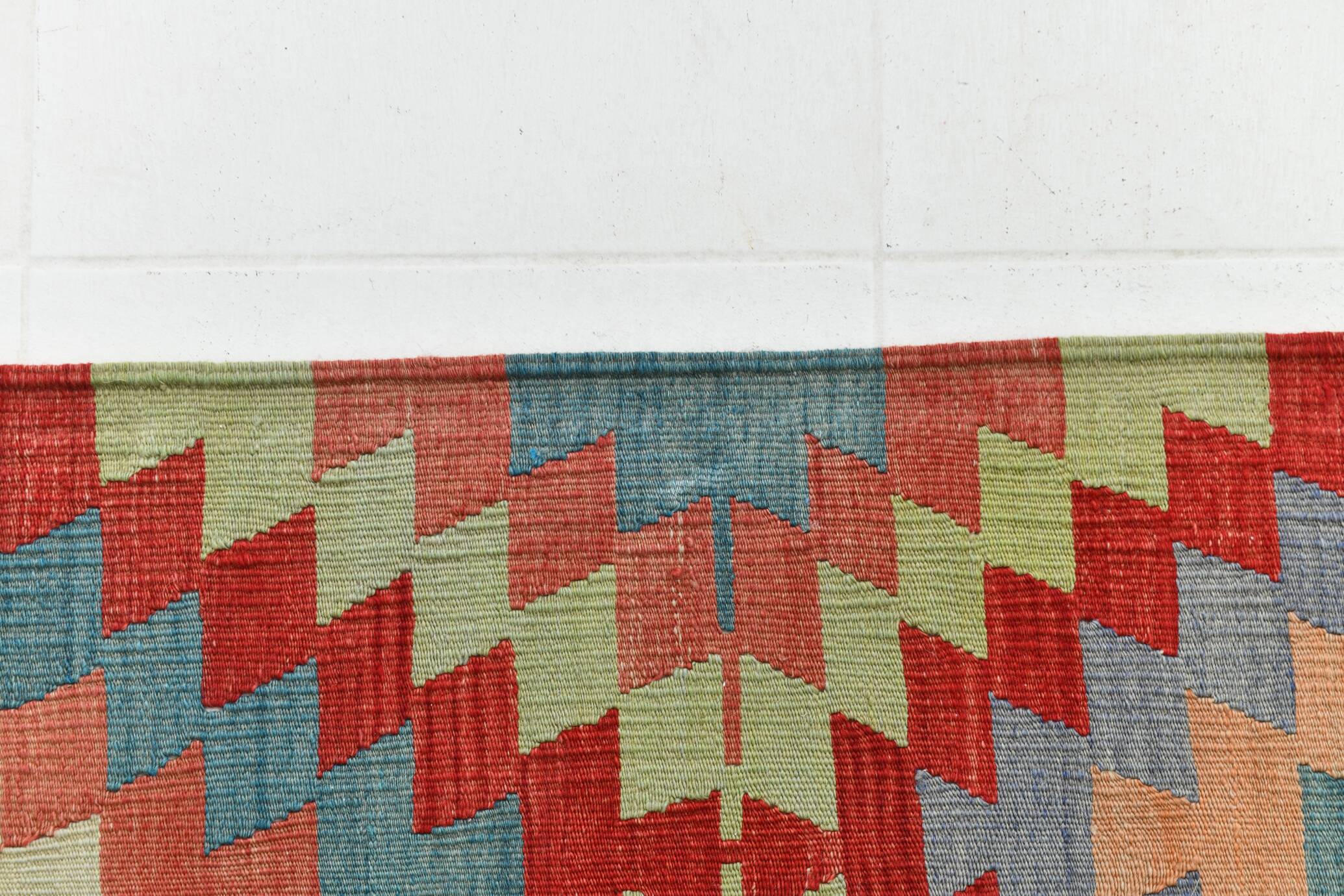 6x10 Green & Red Tribal Vintage Kilim Rug, 199x320Cm