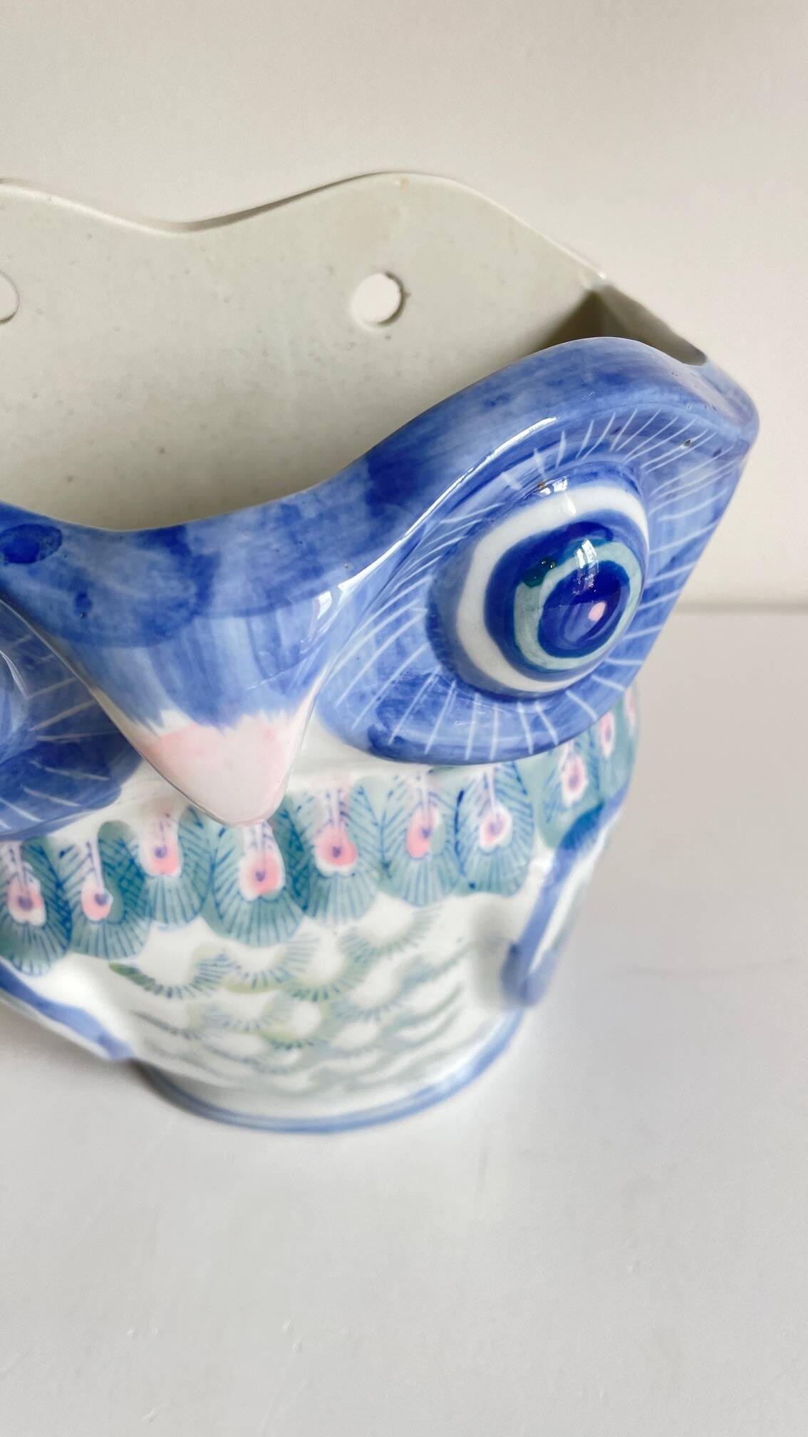 Vintage Chinese Porcelain Owl Planter