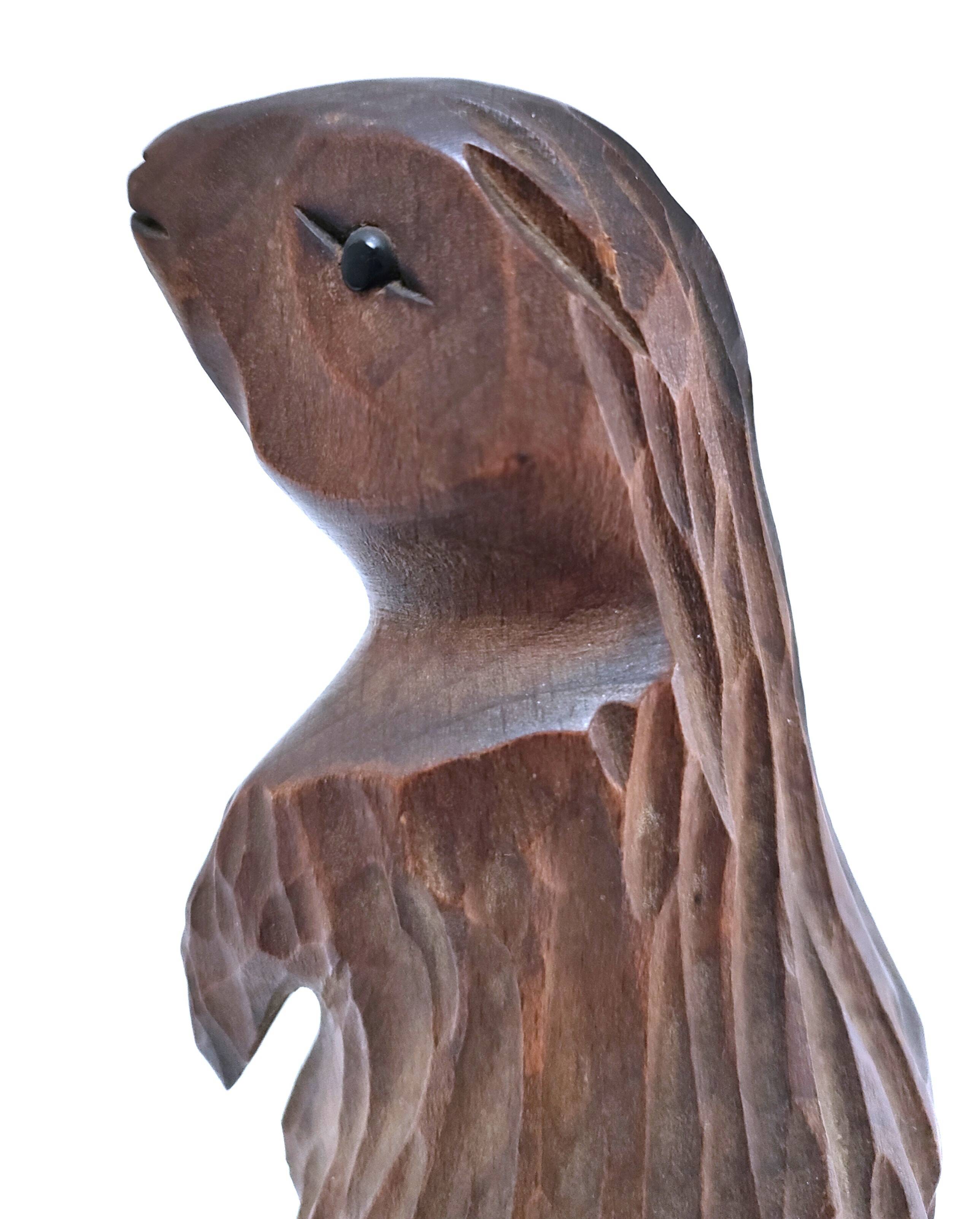 Deux marmottes bois sculpté art populaire français