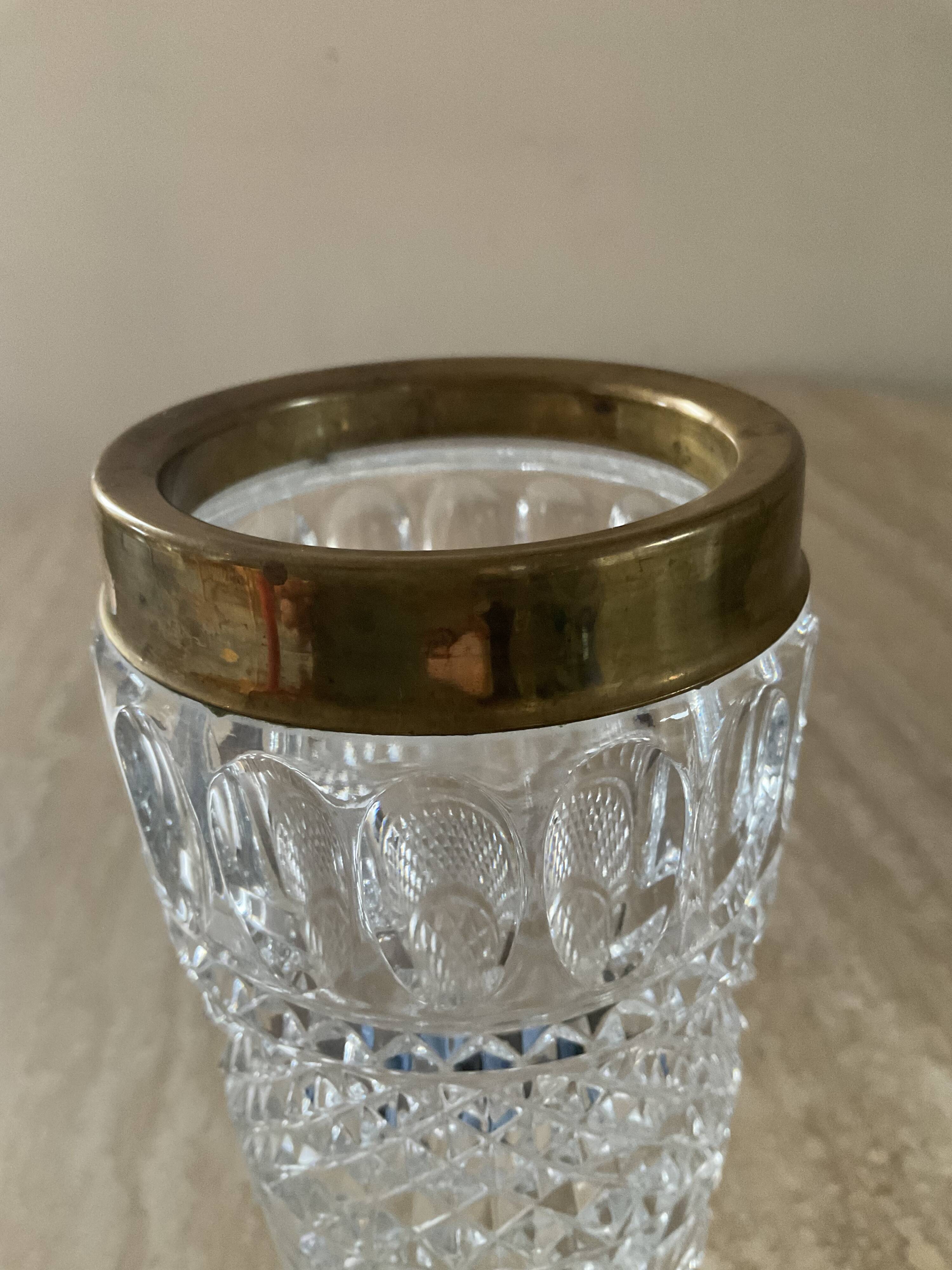Vintage vase in chiseled Bohemian crystal and brass