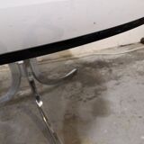 Table basse vintage, chrome et verre