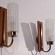 Pair of Scandinavian vintage teak and glass appliques