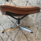 Ottoman model " King" in brown whiskey leather by Roger Vandenbeuck for Strassle , SWITZERLAND