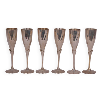 Silver-plated metal flutes x6