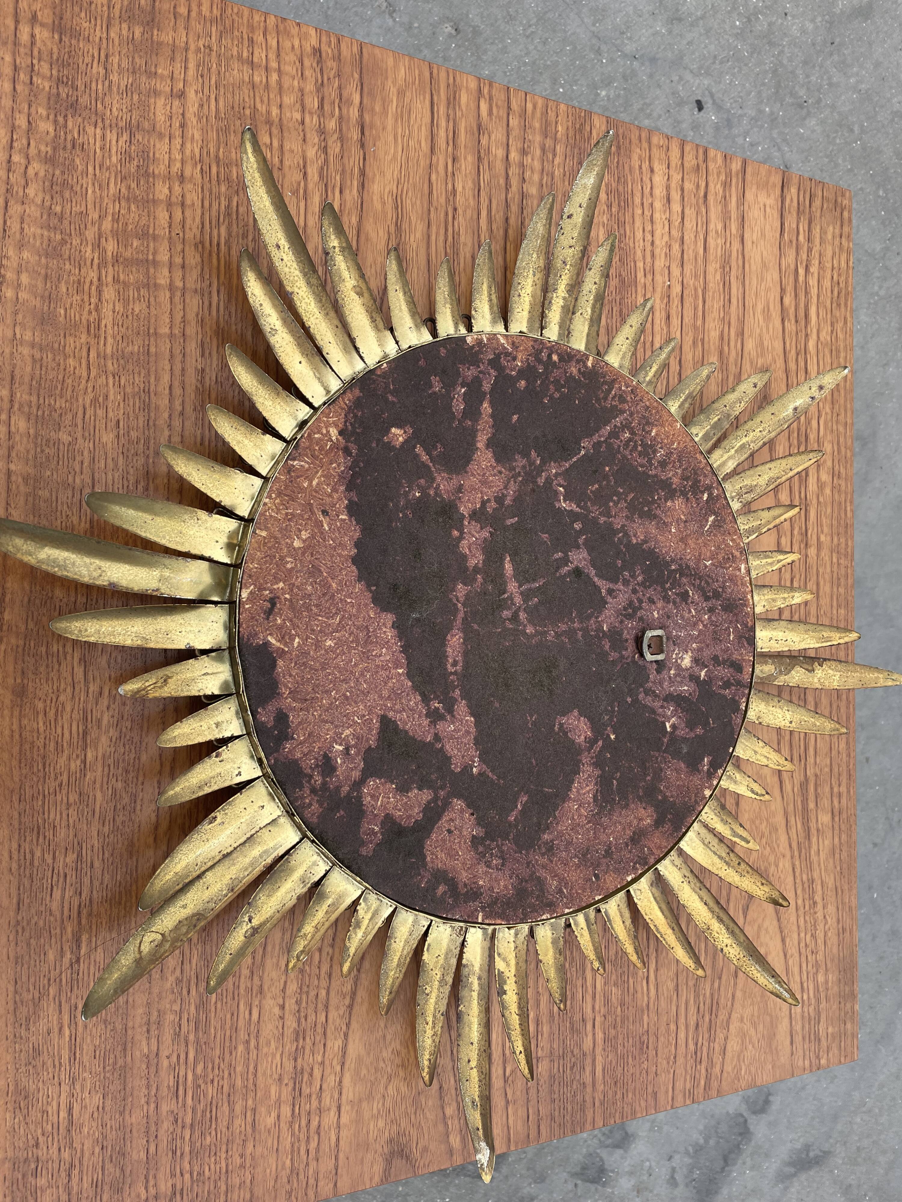 Vintage brass sunburst mirror 1960s