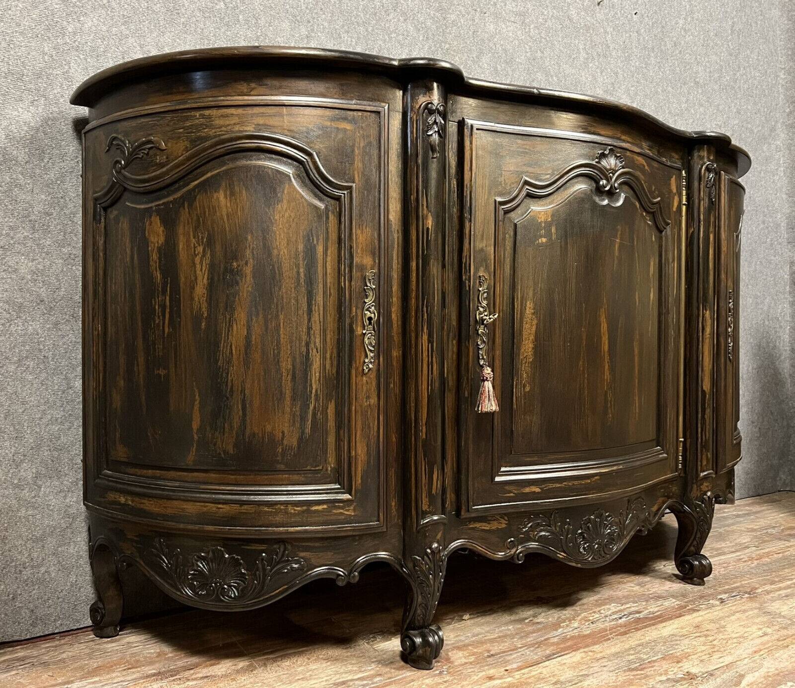 Louis XV style sideboard in lacquered wood and stained wood circa 1900
