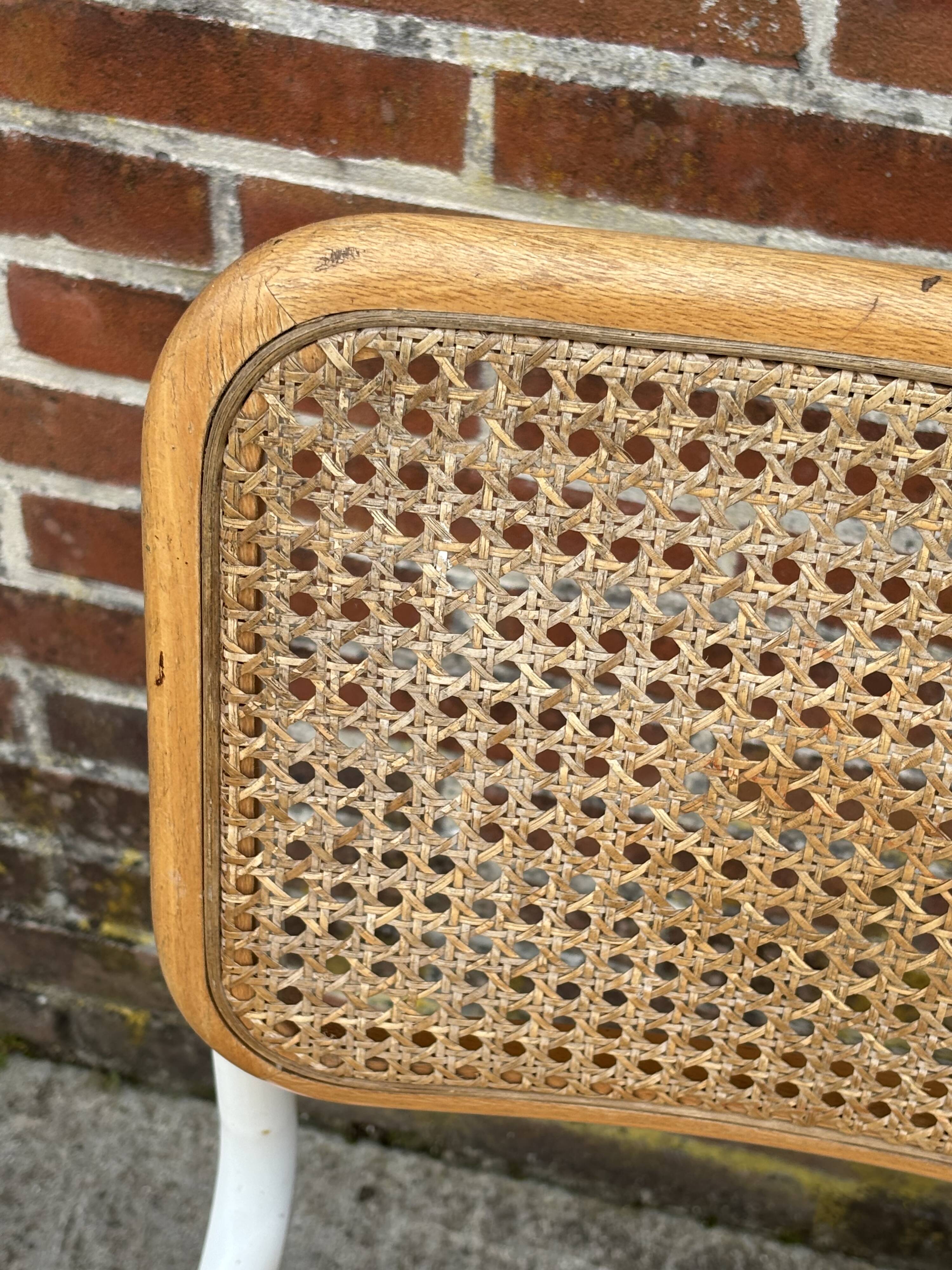Cesca chair b32 model in white and wood by Marcel Breuer