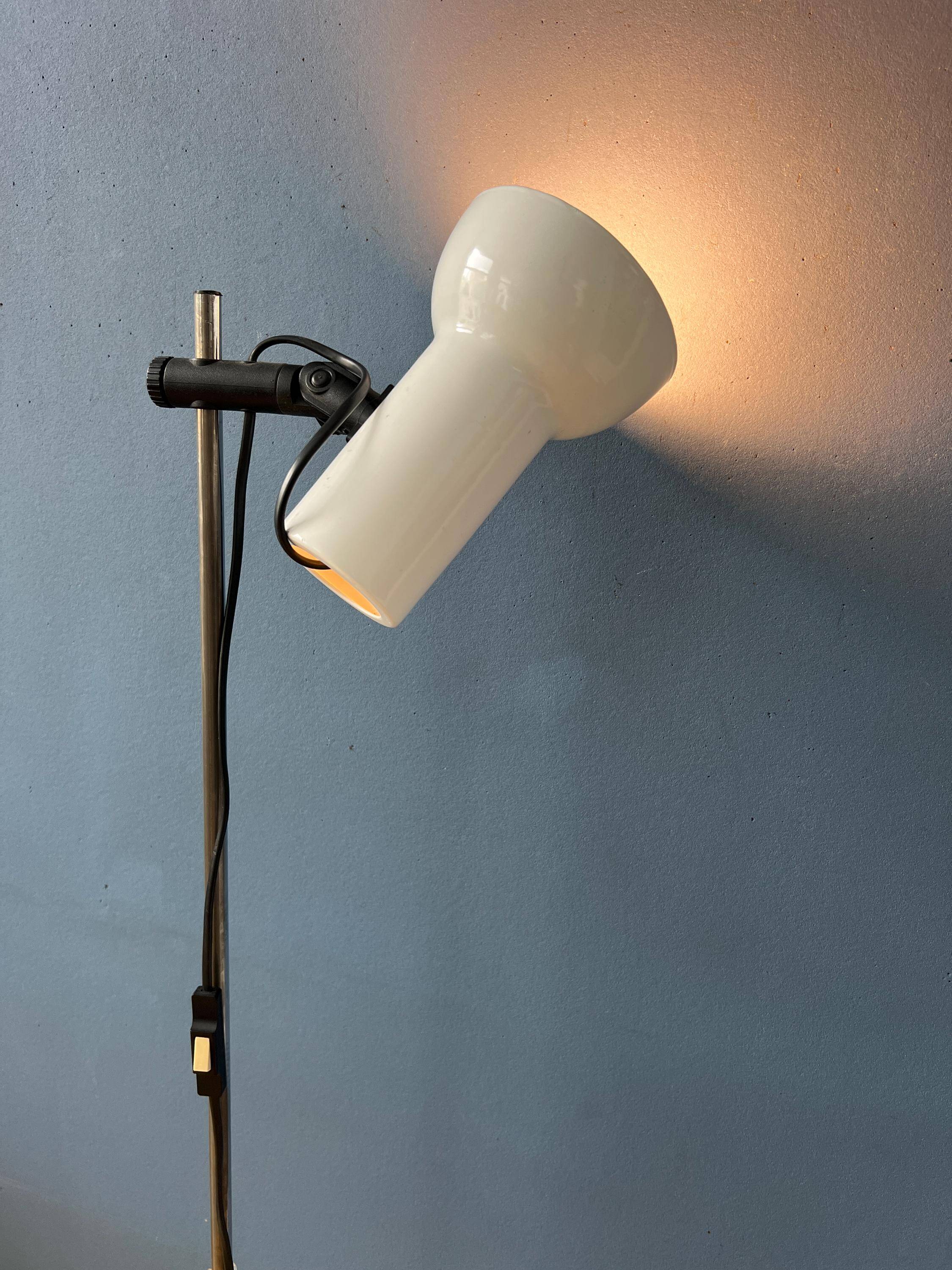 Small white mid-century floor lamp