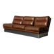 Three-seater sofa in brushed aluminum and brown leather, France, 1970