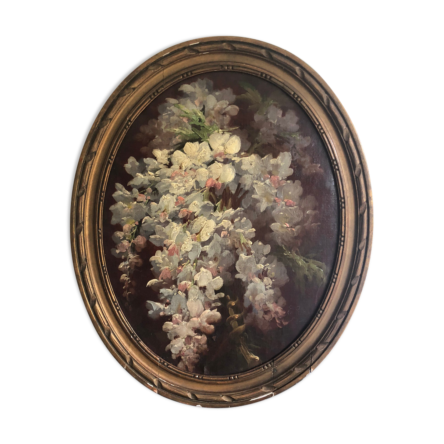 Oil on canvas Glycine branch