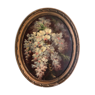 Oil on canvas Glycine branch