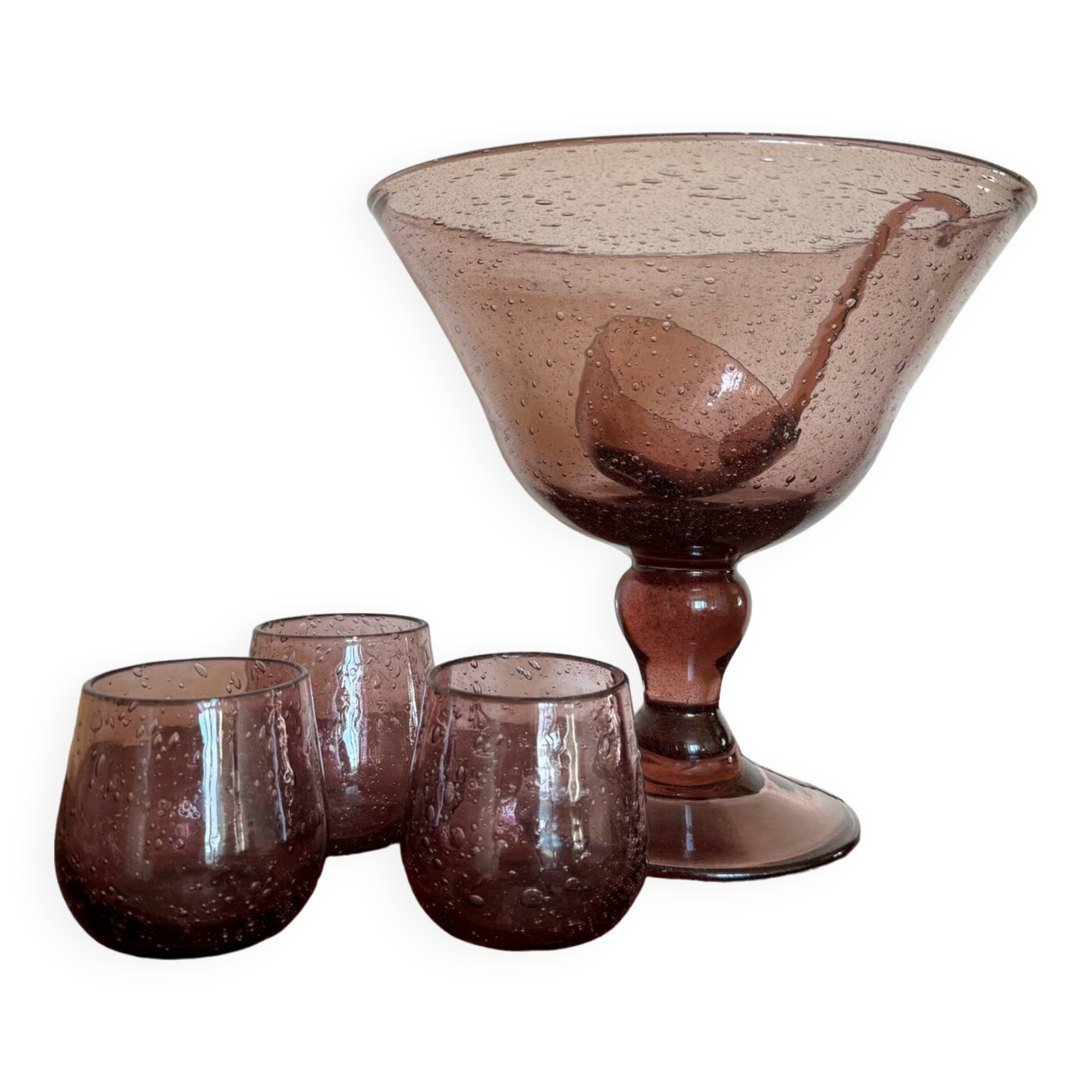 Old Biot blown glass punch set