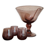 Service à punch verre soufflé Biot ancien