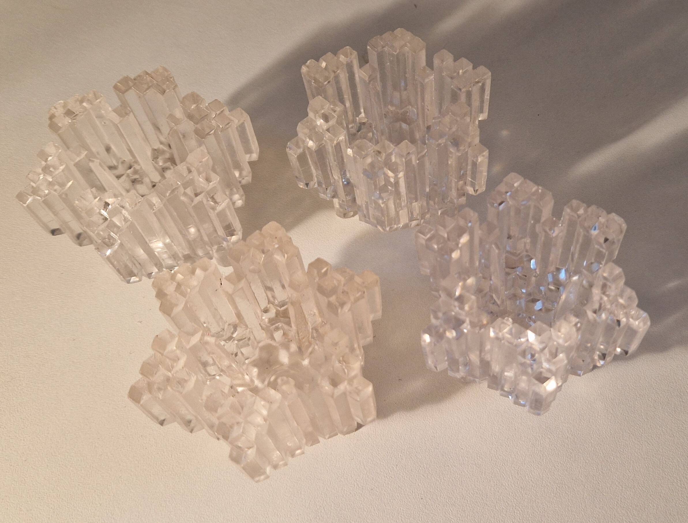 4 vintage plexiglass ice style candle holders 1980
